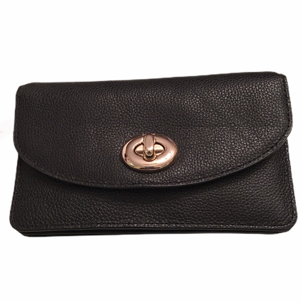 Coach Clutch Black With Removable Crossbody Chain